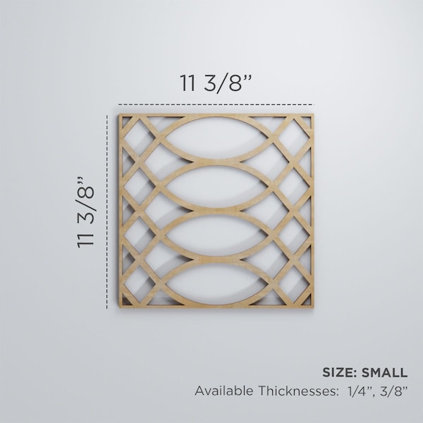 Small Montrose Decorative Fretwork Wood Wall Panels, Hickory, 11 3/8W X 11 3/8H X 3/8T